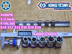 Bộ tuýp E 1/2 inch Kingtony 4106PR 6 chi tiết E10 E12 E14 E16 E18 E20