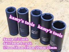 Đầu tuýp khẩu 1/2 inch đen dài lục giác 6 cạnh 78mm Santa 17mm 18mm 19mm 20mm 21mm IM117 IM118 IM119 IM120 IM121