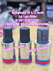 Tuýp lú đầu lục giác lỗ 1/2 inch Kingtony cỡ 9/16 5/8 3/4 inch 402518S 402520S 402524S