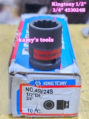 Đầu tuýp 1/2 inch bông 12 cạnh đen Kingtony 11/16 inch 453022S 3/4 inch 453024S