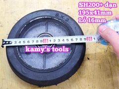 Bánh xe cao su đặc Sanho 200mm kèm bạc đạn 6203RS lỗ 16mm 195x41mm Kamytools