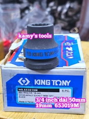 Đầu tuýp 3/4 inch bông 12 cạnh đen ngắn 50mm Kingtony 17mm 19mm 21mm 22mm 653017M 653019M 653021M 653022M