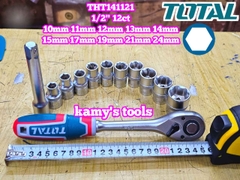 Bộ tuýp 1/2 inch 6 cạnh 12 chi tiết 10-24mm Total THT141121
