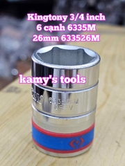 Đầu tuýp khẩu 3/4 inch 6 cạnh trắng Kingtony 22mm 23mm 24mm 25mm 26mm 633522M 633523M 633524M 633525M 633526M