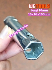 Cây cần tuýp điếu mở bugi 2 đầu 16mm không ron cao su Wetools WT-201616B