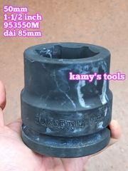 Đầu tuýp khẩu 50mm lỗ 1-1/2 inch 38mm đen dài 85mm Kingtony 953550M lục giác 6 cạnh