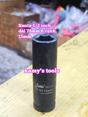 Đầu tuýp khẩu 1/2 inch đen dài lục giác 6 cạnh 78mm Santa 12mm 13mm 14mm 15mm 16mm IM112 IM113 IM114 IM115 IM116