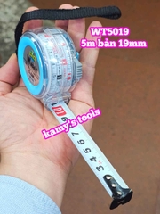 Thước kéo 5m 5mét bản 19mm 25mm WSK Wasaki WT5019 WT5025 2 mặt có lỗ ban TỰ ĐỘNG KHÓA, thước rút 5m thước cuộn 5m