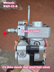 Máy đóng đai siết đai nhựa dùng hơi khí nén PP PET 16-25mm Wetools XQD-25-A có bộ chỉnh thời gian hàn nhiệt cao cấp