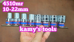 Bộ tuýp khẩu 1/2 inch 8 chi tiết 10-22mm Kingtony hệ mét 6 cạnh 4510MR 12 cạnh 4010MR hệ inch 12 cạnh 4010SR