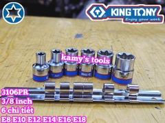 Bộ tuýp E 3/8 inch Kingtony 3106PR 6 chi tiết E8 E10 E12 E14 E16 E18
