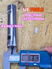Cây cần tuýp điếu mở bugi 2 đầu 16mm không ron cao su Wetools WT-201616B