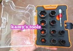 9mm-19mm Bộ tuýp tháo mở ốc vít hư gãy bulong bị biến dạng tuôn răng toét đầu 11 chi tiết kamytools