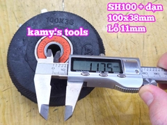 Bánh xe cao su đặc Sanho 100mm kèm bạc đạn 6301RS lỗ 11mm 100x38mm Kamytools