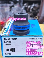Đầu tuýp 3/4 inch bông 12 cạnh đen ngắn 50mm Kingtony 17mm 19mm 21mm 22mm 653017M 653019M 653021M 653022M