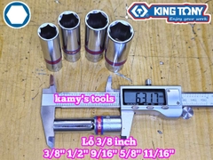 Tuýp 3/8 inch hệ inch 6 cạnh Kingtony cỡ 3/8 inch 1/2 inch 9/16 inch 5/8 inch 11/16 inch 323512S 323516S 323518S 323520S 323522S