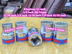Đầu tuýp trắng 3/4 inch Kingtony 12 cạnh 11/16, 3/4, 13/16, 7/8, 15/16, inch 633022S 633024S 633026S 633028S 633030S