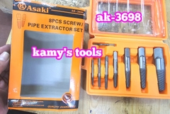Bộ 8 mũi ren taro chuyên lấy đầu ống nước bulong ốc vít gãy Asaki AK-3698