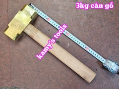 Búa đồng thau đầu vuông cán gỗ 3kg dài 380mm Kamytools KMT-562630