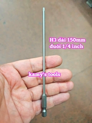 Mũi bắn siết vít lục giác 6 cạnh đuôi lục giác 1/4 inch dài 150mm thép S2 H1.5 H2 H2.5 H3 H4 H5 H6