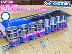 Bộ tuýp khẩu 1/2 inch Kingtony 8 chi tiết 10-22mm 6 cạnh 4510MR 12 cạnh 4010MR