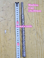Mũi khoan bê tông chuôi gài SDS-PLUS 4 me Weshine 18mm 18x260mm WS-341826
