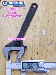 Mỏ lết miệng đen Kingtony 8 inch 200mm 3611-08P miệng mở 0-25mm