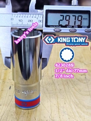 Đầu tuýp hệ inch trắng dài 12 cạnh Kingtony 1/2 inch cỡ 7/8 inch 423028S dài 77mm