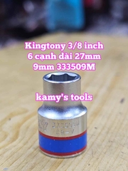 Đầu tuýp trắng 6 cạnh 3/8 inch dài 27mm Kingtony 6mm 7mm 8mm 9mm 10mm 333506M 333507M 333508M 333509M 333510M