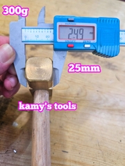 300g 0.3kg Búa đồng thau đầu vuông cán gỗ kamytools