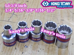 Đầu tuýp trắng 3/8 inch 12 cạnh Kingtony 1/4, 5/16, 3/8, 7/16, 1/2 hệ inch 333008S 333010S 333012S 333014S 333016S
