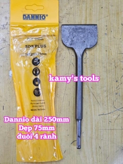 Mũi đục bê tông dẹp bản 75mm đuôi gài dài 250mm Dannio