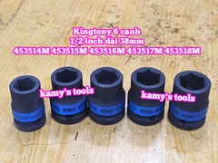 Đầu tuýp đen 1/2 inch Kingtony dài 38mm 6 cạnh 14mm 15mm 16mm 17mm 18mm 453514M 453515M 453516M 453517M 453518M