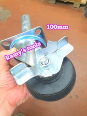 Bánh xe giàn giáo có khóa bánh cao su đặc 4 inch 100mm xoay 360 độ
