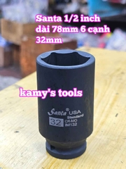 Đầu tuýp khẩu 1/2 inch đen dài lục giác 6 cạnh 78mm Santa 32mm 34mm 36mm 38mm 41mm IM132 IM134 IM136 IM138 IM141