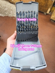 Bộ mũi khoan sắt thép inox Hoàng Nam 19 chi tiết 1mm-10mm