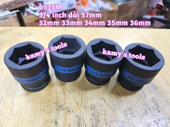 Tuýp 3/4 inch đen ngắn lục giác kingtony dài 57mm 32mm 33mm 34mm 35mm 36mm 653532M 653533M 653534M 653535M 653536M