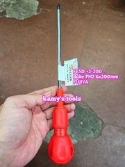 Tua vít cách điện Fujiya FESD 6mm bake PH2 và dẹp dài 200mm FESD+2-200 và FESD-6-200 sản xuất tại Nhật Bản