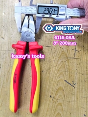 Kìm điện cách điện VDE 1000V 8 inch 200mm Kingtony 6116-08A