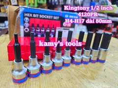 Bộ tuýp lú đầu lục giác 6 cạnh Kingtony 4120PR dài 80mm 9 chi tiết 4mm 5mm 6mm 7mm 8mm 10mm 12mm 14mm 17mm