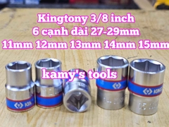 Đầu tuýp trắng 6 cạnh 3/8 inch dài 27mm Kingtony 11mm 12mm 13mm 14mm 15mm 333511M 333512M 333513M 333514M 333515M