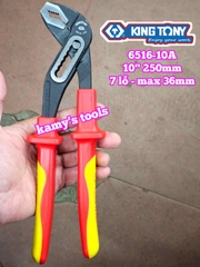 Kìm mỏ quạ cách điện 1000v VDE 7 lỗ dài 10 inch 250mm Kingtony 6516-10A mở ống nước