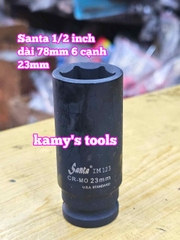Đầu tuýp khẩu 1/2 inch đen dài lục giác 6 cạnh 78mm Santa 22mm 23mm 24mm 27mm 30mm IM122 IM123 IM124 IM127 IM130
