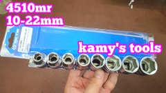 Bộ tuýp khẩu 1/2 inch 8 chi tiết 10-22mm Kingtony hệ mét 6 cạnh 4510MR 12 cạnh 4010MR hệ inch 12 cạnh 4010SR