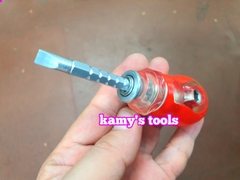 Tua vít lùn 2 đầu bake dẹp có lỗ tăng đơ dài ngắn cán nhưa 6.3mm, tô vít 2 đầu