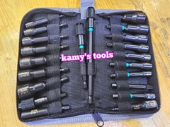 Bộ 21 chi tiết đầu chụp khẩu tuýp bắn bulong đuôi 1/4 inch có nam châm hệ mét và hệ inch thép đen cao cấp L+R+T (LRT)