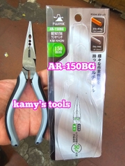 Kìm nhọn lệch tâm Fujiya cán đen xám AR-150BG cao cấp, kìm mỏ nhọn
