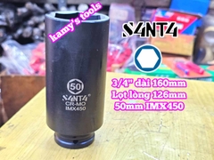 Đầu tuýp 3/4 inch Santa đen dài 160mm cỡ 50mm 55mm 60mm IMX450 IMX455 IMX460