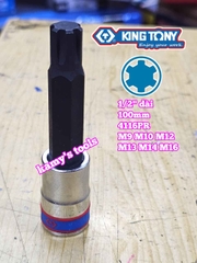 Bộ đầu tuýp lú đầu sao M lớn vuông 1/2 inch dài 100mm Kingtony 4116PR 6 chi tiết M9 M10 M12 M13 M14 M16