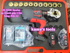 Kìm ép cos thủy lực dùng pin Hewlee HL-300B ép nhanh gấp 2 lần, bảng điện tử